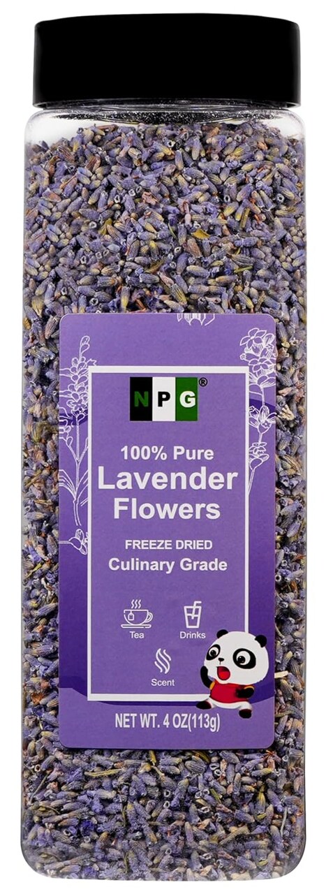 Freeze Dried Lavender Flowers 4 Oz, Culinary Grade Lavender Buds for Tea, Baking, DIY Soap, Candle Making, Potpourri, Natural Fragrance Sachets, All-Natural, Non-GMO, Gluten-Free